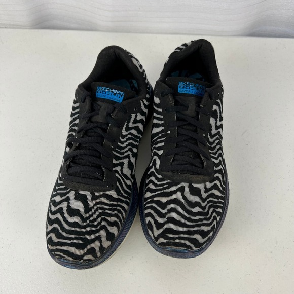 Skechers Go Run Razor 3 Cloak Running Shoes Womens 6 Black Zebra Lace Up Low Top - Picture 3 of 16